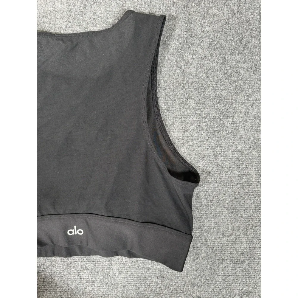 Alo Yoga Mesh High Neck Sports Bra Womens Size Small Black Racerback‎ Crop Top